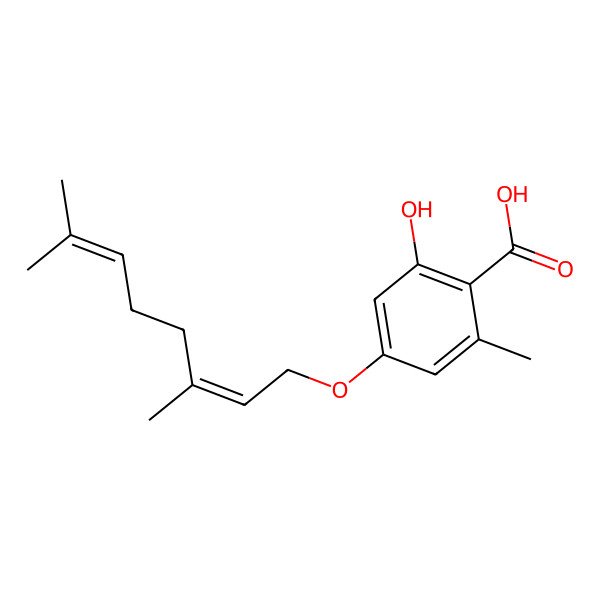 2D Structure of 4-(3,7-Dimethylocta-2,6-dienoxy)-2-hydroxy-6-methylbenzoic acid
