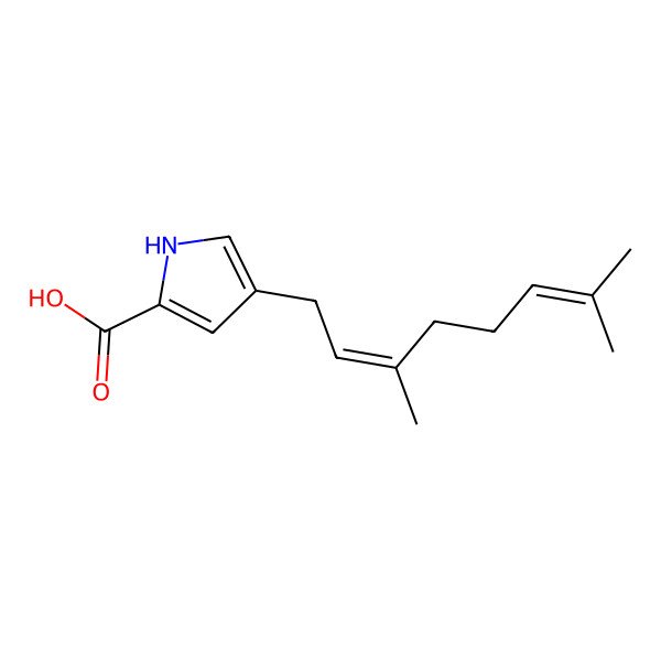 2D Structure of 4-(3,7-dimethylocta-2,6-dienyl)-1H-pyrrole-2-carboxylic acid