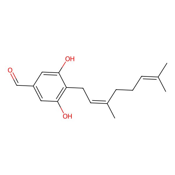 2D Structure of 4-(3,7-Dimethylocta-2,6-dienyl)-3,5-dihydroxybenzaldehyde