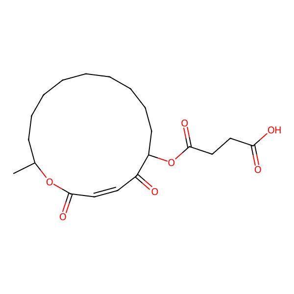 2D Structure of 4-[[(3E,6R,16R)-16-methyl-2,5-dioxo-1-oxacyclohexadec-3-en-6-yl]oxy]-4-oxobutanoic acid