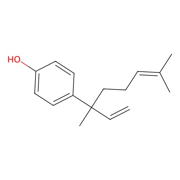 2D Structure of 4-[(3R)-3,7-dimethylocta-1,6-dien-3-yl]phenol