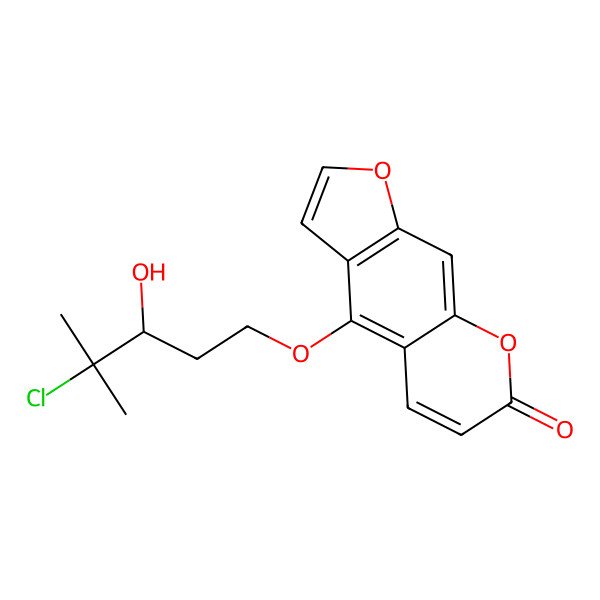 2D Structure of 4-[(3R)-4-chloro-3-hydroxy-4-methylpentoxy]furo[3,2-g]chromen-7-one