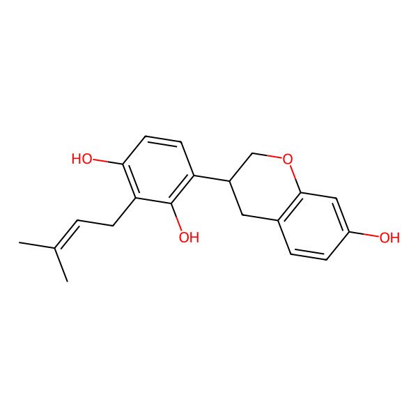 2D Structure of 4-[(3R)-7-hydroxy-3,4-dihydro-2H-chromen-3-yl]-2-(3-methylbut-2-enyl)benzene-1,3-diol