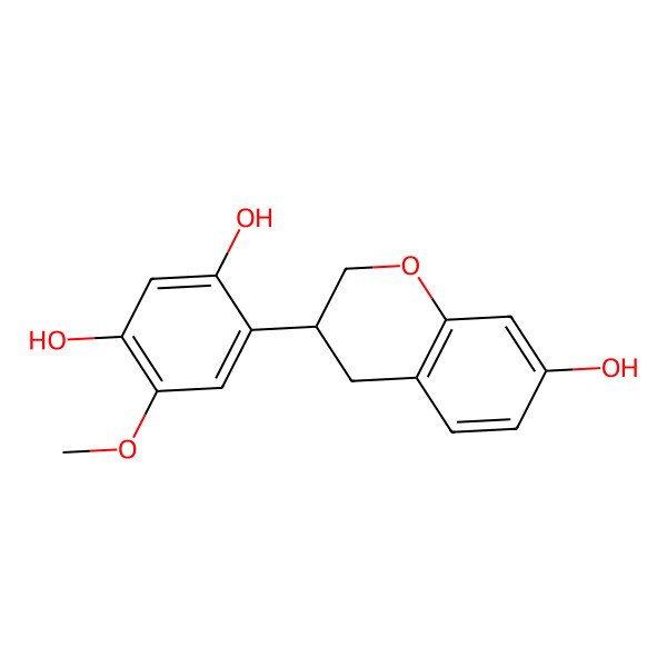 2D Structure of 4-[(3R)-7-hydroxy-3,4-dihydro-2H-chromen-3-yl]-6-methoxybenzene-1,3-diol
