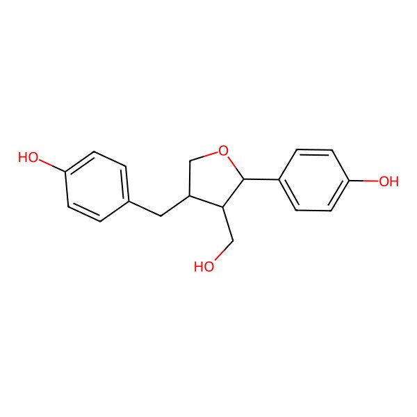 2D Structure of 4-[[(3R,4S,5R)-4-(hydroxymethyl)-5-(4-hydroxyphenyl)oxolan-3-yl]methyl]phenol