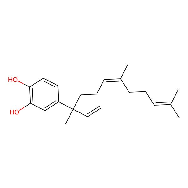 2D Structure of 4-[(3R,6E)-3,7,11-trimethyldodeca-1,6,10-trien-3-yl]benzene-1,2-diol