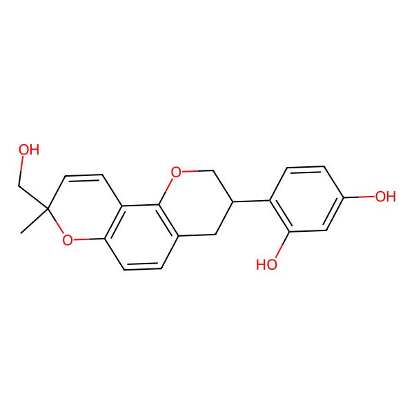2D Structure of 4-[(3R,8S)-8-(hydroxymethyl)-8-methyl-3,4-dihydro-2H-pyrano[2,3-f]chromen-3-yl]benzene-1,3-diol
