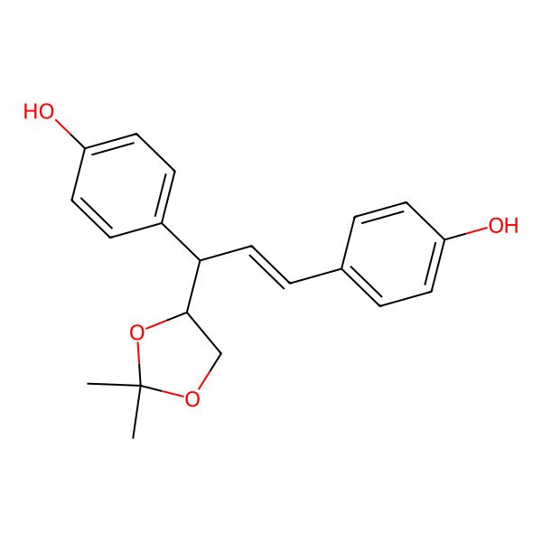 2D Structure of 4-[(3S)-3-[(4S)-2,2-dimethyl-1,3-dioxolan-4-yl]-3-(4-hydroxyphenyl)prop-1-enyl]phenol