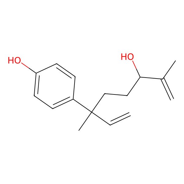 2D Structure of 4-[(3S)-6-hydroxy-3,7-dimethylocta-1,7-dien-3-yl]phenol