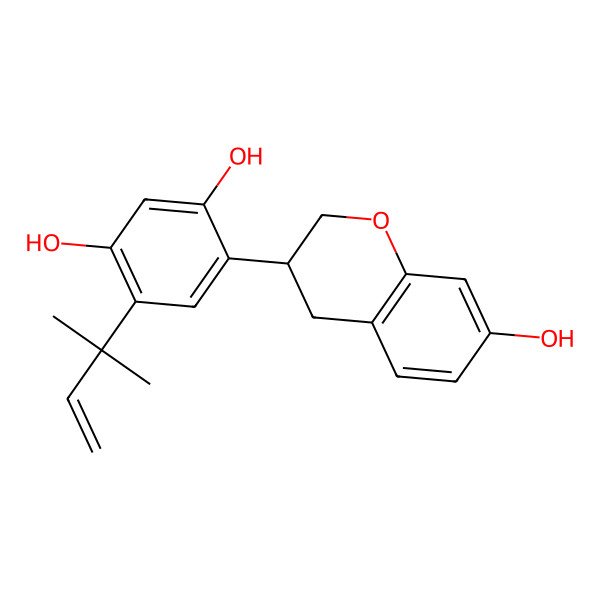 2D Structure of 4-[(3S)-7-hydroxy-3,4-dihydro-2H-chromen-3-yl]-6-(2-methylbut-3-en-2-yl)benzene-1,3-diol