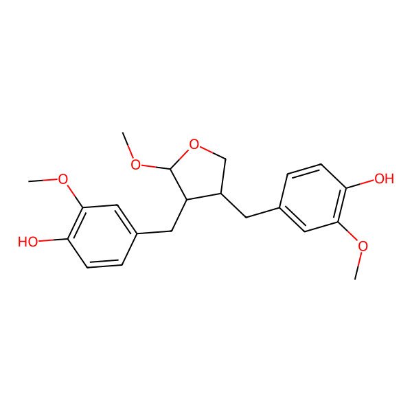 2D Structure of 4-[[(3S,4S,5R)-4-[(4-hydroxy-3-methoxyphenyl)methyl]-5-methoxyoxolan-3-yl]methyl]-2-methoxyphenol