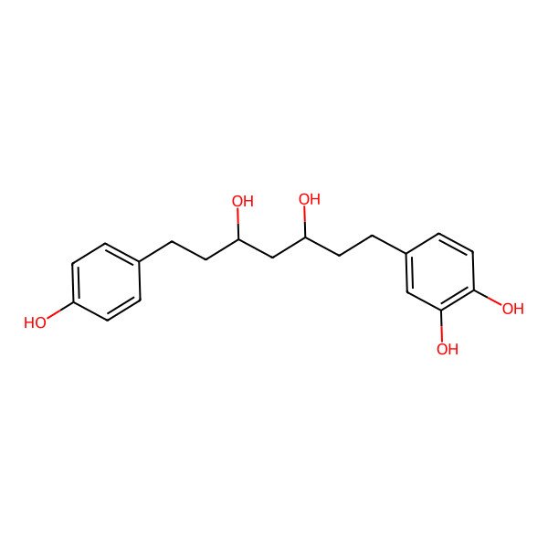 2D Structure of 4-[(3S,5R)-3,5-dihydroxy-7-(4-hydroxyphenyl)heptyl]benzene-1,2-diol