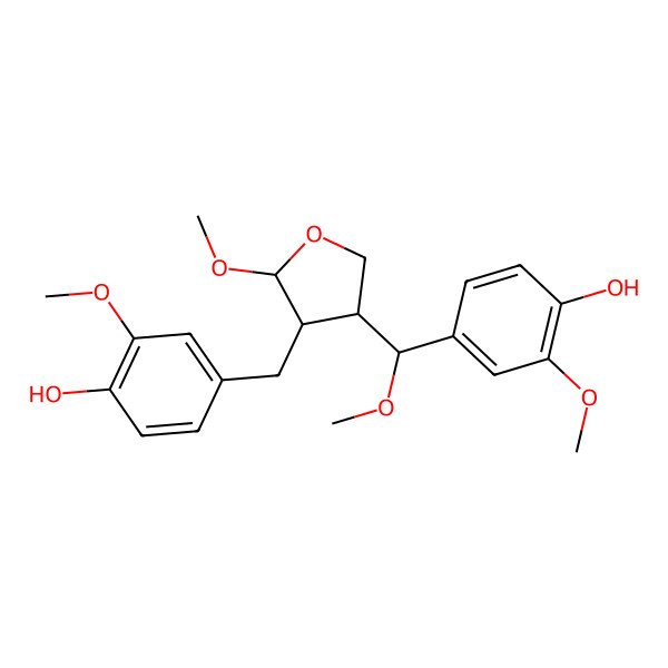 2D Structure of 4-[[4-[(4-Hydroxy-3-methoxyphenyl)-methoxymethyl]-2-methoxyoxolan-3-yl]methyl]-2-methoxyphenol
