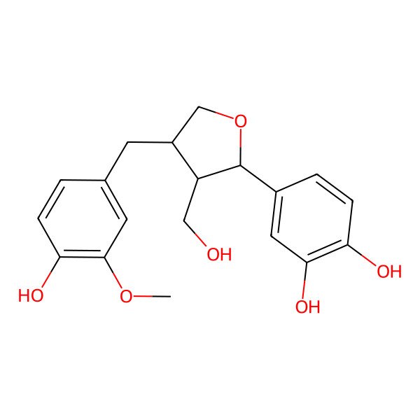 2D Structure of 4-[4-[(4-Hydroxy-3-methoxyphenyl)methyl]-3-(hydroxymethyl)oxolan-2-yl]benzene-1,2-diol