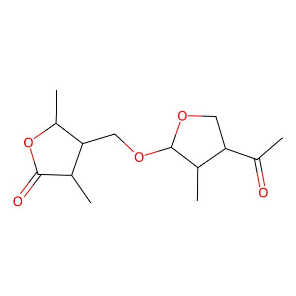 2D Structure of 4-[(4-Acetyl-3-methyloxolan-2-yl)oxymethyl]-3,5-dimethyloxolan-2-one
