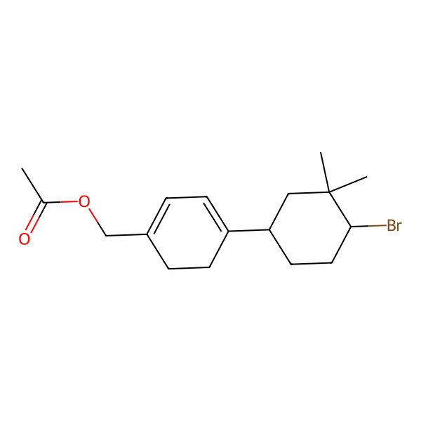 2D Structure of [4-(4-Bromo-3,3-dimethylcyclohexyl)cyclohexa-1,3-dien-1-yl]methyl acetate