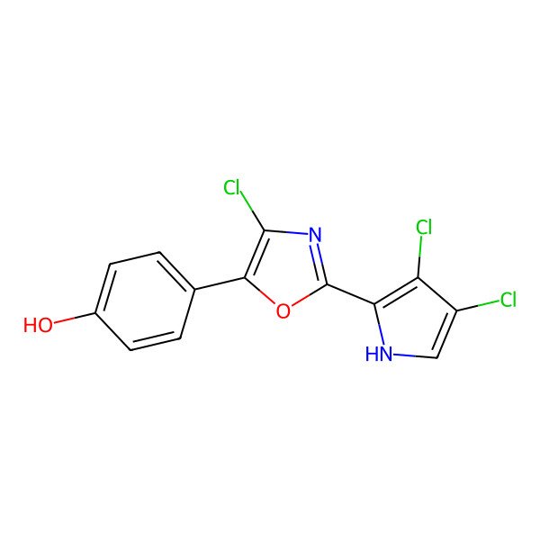 2D Structure of 4-[4-Chlor-2-(3,4-dichlor-1H-pyrrol-2-yl)-1,3-oxazol-5-yl]-phenol