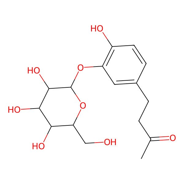 2D Structure of 4-[4-hydroxy-3-[(2R,3S,4R,5R,6S)-3,4,5-trihydroxy-6-(hydroxymethyl)oxan-2-yl]oxyphenyl]butan-2-one