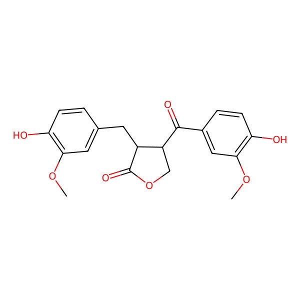 2D Structure of 4-(4-Hydroxy-3-methoxybenzoyl)-3-[(4-hydroxy-3-methoxyphenyl)methyl]oxolan-2-one