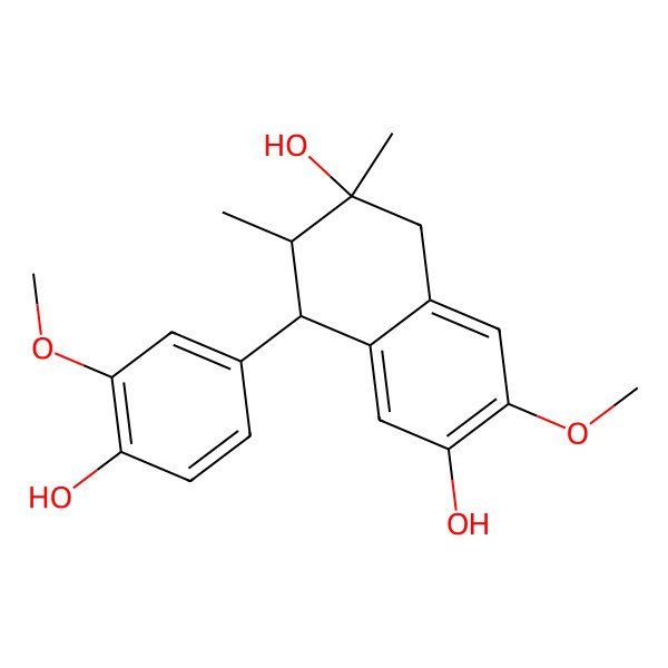 2D Structure of 4-(4-hydroxy-3-methoxyphenyl)-7-methoxy-2,3-dimethyl-3,4-dihydro-1H-naphthalene-2,6-diol
