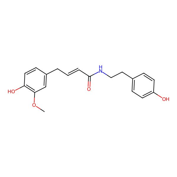 2D Structure of 4-(4-hydroxy-3-methoxyphenyl)-N-[2-(4-hydroxyphenyl)ethyl]but-2-enamide