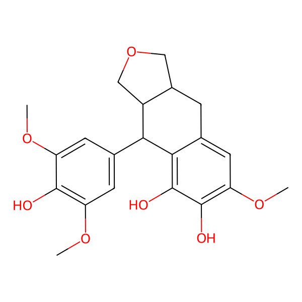 2D Structure of 4-(4-Hydroxy-3,5-dimethoxyphenyl)-7-methoxy-1,3,3a,4,9,9a-hexahydrobenzo[f][2]benzofuran-5,6-diol
