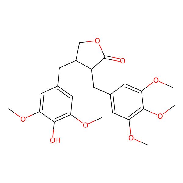 2D Structure of 4-[(4-Hydroxy-3,5-dimethoxyphenyl)methyl]-3-[(3,4,5-trimethoxyphenyl)methyl]oxolan-2-one