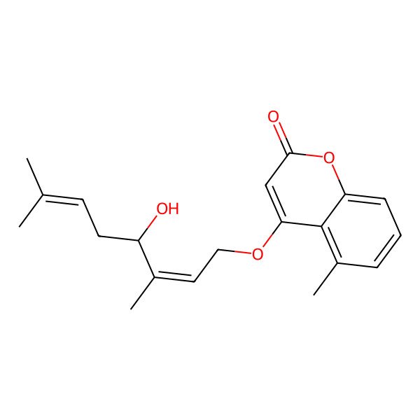 2D Structure of 4-(4-Hydroxy-3,7-dimethylocta-2,6-dienoxy)-5-methylchromen-2-one