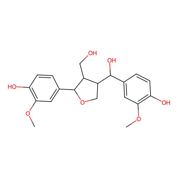 2D Structure of 4-[4-[Hydroxy-(4-hydroxy-3-methoxyphenyl)methyl]-3-(hydroxymethyl)oxolan-2-yl]-2-methoxyphenol