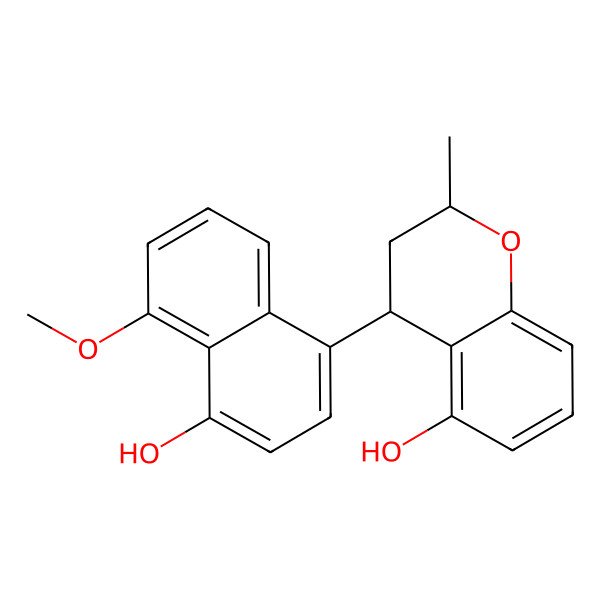 2D Structure of 4-(4-hydroxy-5-methoxynaphthalen-1-yl)-2-methyl-3,4-dihydro-2H-chromen-5-ol 2D Structure of 4-(4-hydroxy-5-methoxynaphthalen-1-yl)-2-methyl-3,4-dihydro-2H-chromen-5-ol