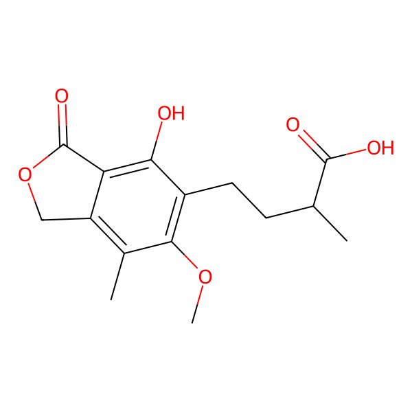 2D Structure of 4-(4-hydroxy-6-methoxy-7-methyl-3-oxo-1H-2-benzofuran-5-yl)-2-methylbutanoic acid