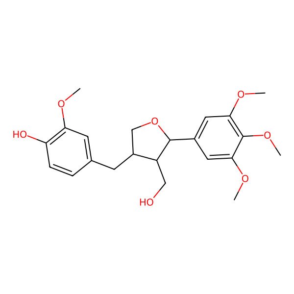 2D Structure of 4-[[4-(Hydroxymethyl)-5-(3,4,5-trimethoxyphenyl)oxolan-3-yl]methyl]-2-methoxyphenol