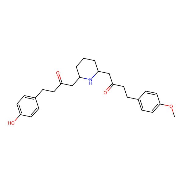 2D Structure of 4-(4-hydroxyphenyl)-1-[(2S,6R)-6-[4-(4-methoxyphenyl)-2-oxobutyl]piperidin-2-yl]butan-2-one