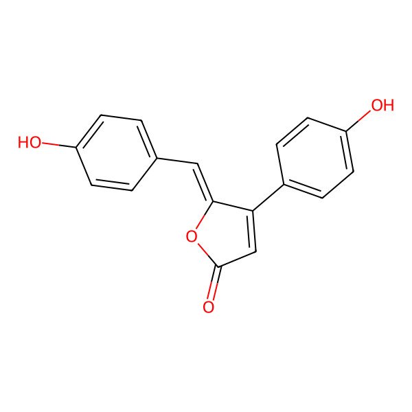 2D Structure of 4-(4-Hydroxyphenyl)-5-[(4-hydroxyphenyl)methylidene]furan-2-one