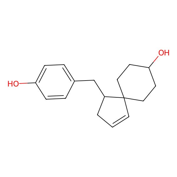 2D Structure of 4-[(4-Hydroxyphenyl)methyl]spiro[4.5]dec-1-en-8-ol