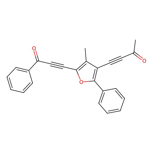 2D Structure of 4-[4-Methyl-5-(3-oxo-3-phenylprop-1-ynyl)-2-phenylfuran-3-yl]but-3-yn-2-one