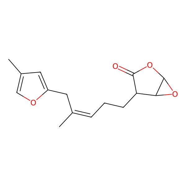 2D Structure of 4-[4-Methyl-5-(4-methylfuran-2-yl)pent-3-enyl]-2,6-dioxabicyclo[3.1.0]hexan-3-one