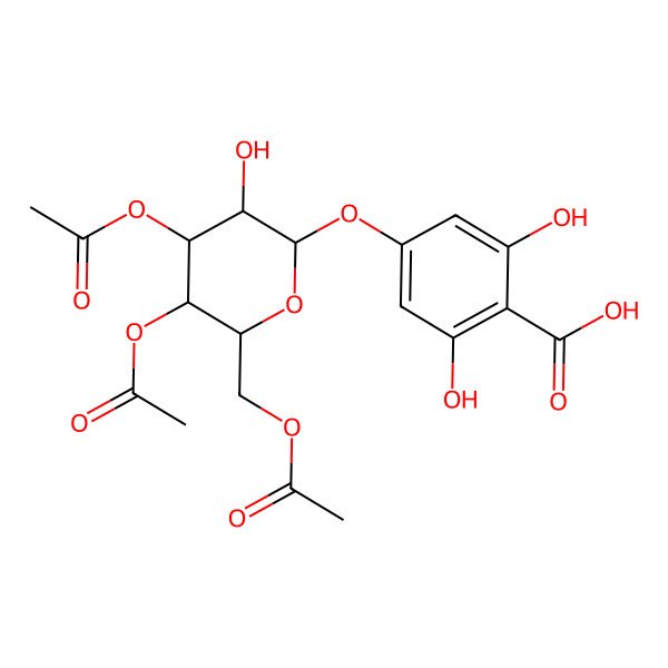 2D Structure of 4-[4,5-Diacetyloxy-6-(acetyloxymethyl)-3-hydroxyoxan-2-yl]oxy-2,6-dihydroxybenzoic acid
