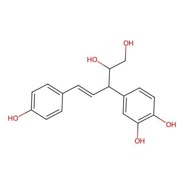 2D Structure of 4-[4,5-Dihydroxy-1-(4-hydroxyphenyl)pent-1-en-3-yl]benzene-1,2-diol