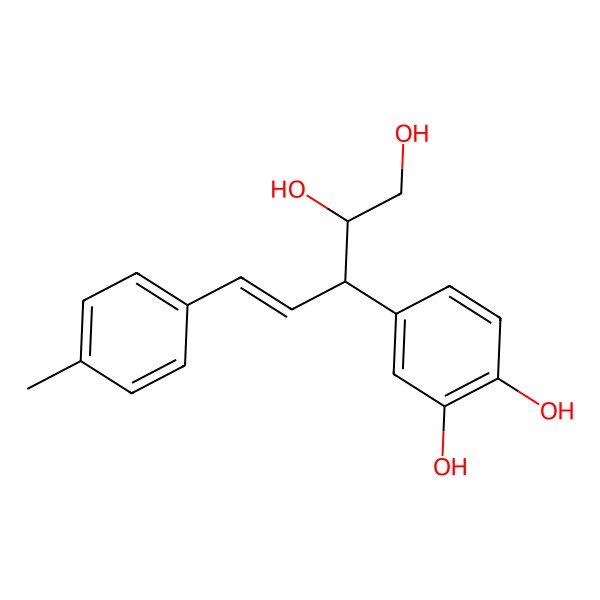2D Structure of 4-[4,5-Dihydroxy-1-(4-methylphenyl)pent-1-en-3-yl]benzene-1,2-diol