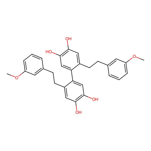 2D Structure of 4-[4,5-Dihydroxy-2-[2-(3-methoxyphenyl)ethyl]phenyl]-5-[2-(3-methoxyphenyl)ethyl]benzene-1,2-diol