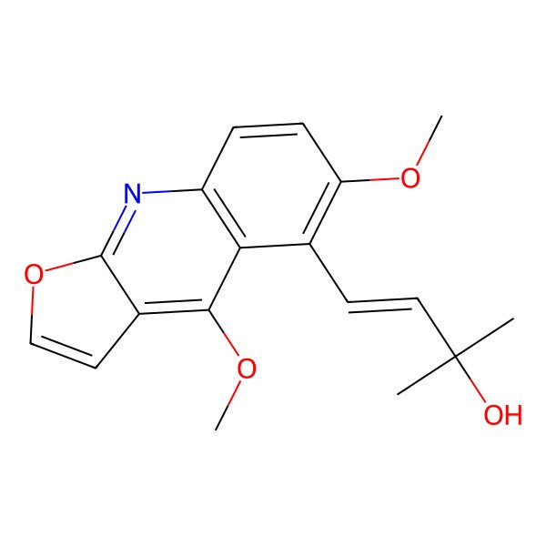 2D Structure of 4-(4,6-Dimethoxyfuro[2,3-b]quinolin-5-yl)-2-methylbut-3-en-2-ol