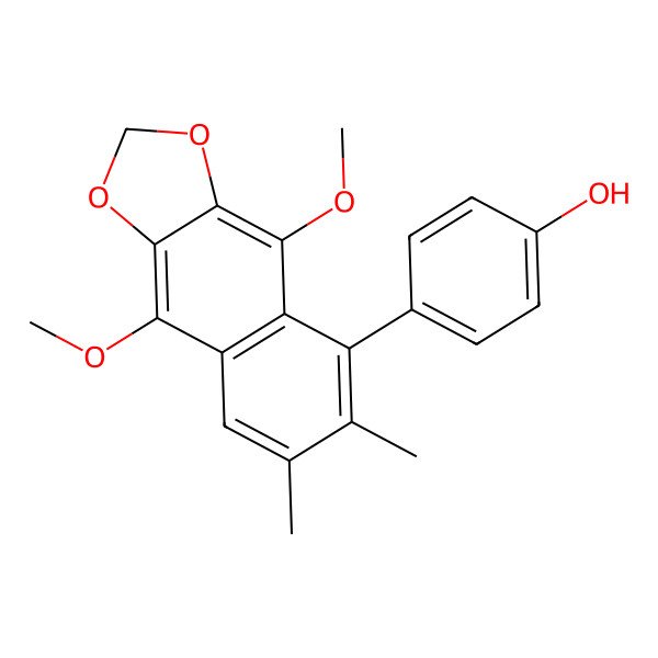 2D Structure of 4-(4,9-Dimethoxy-6,7-dimethylbenzo[f][1,3]benzodioxol-5-yl)phenol