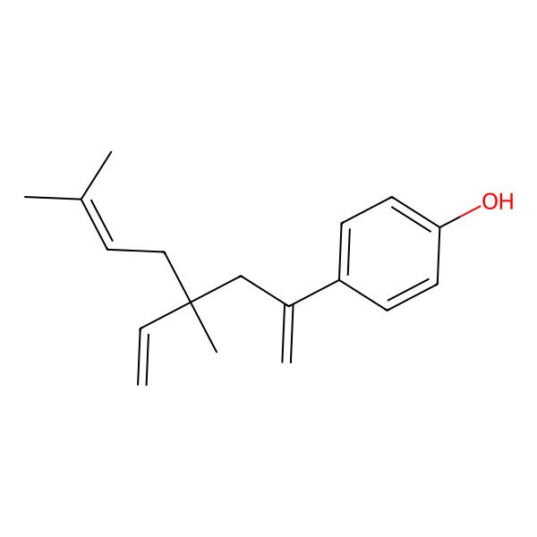 2D Structure of 4-[(4R)-4-ethenyl-4,7-dimethylocta-1,6-dien-2-yl]phenol