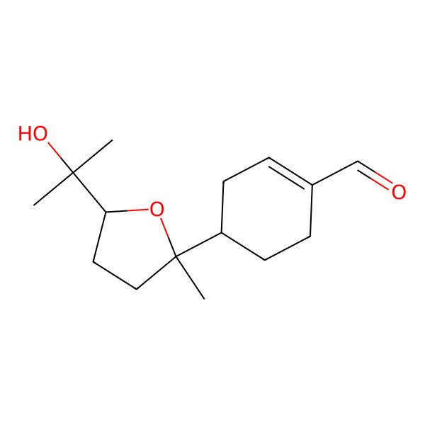 2D Structure of 4-[5-(2-Hydroxypropan-2-yl)-2-methyloxolan-2-yl]cyclohexene-1-carbaldehyde