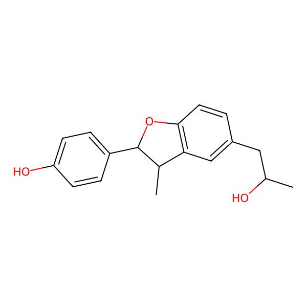 2D Structure of 4-[5-(2-Hydroxypropyl)-3-methyl-2,3-dihydro-1-benzofuran-2-yl]phenol