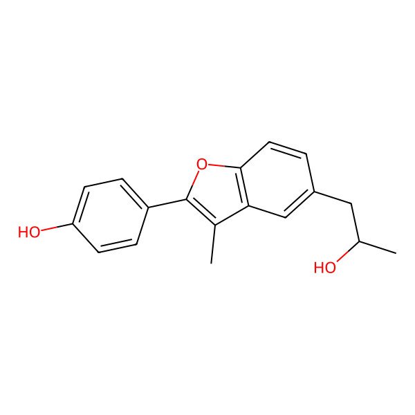 2D Structure of 4-[5-[(2R)-2-hydroxypropyl]-3-methyl-1-benzofuran-2-yl]phenol
