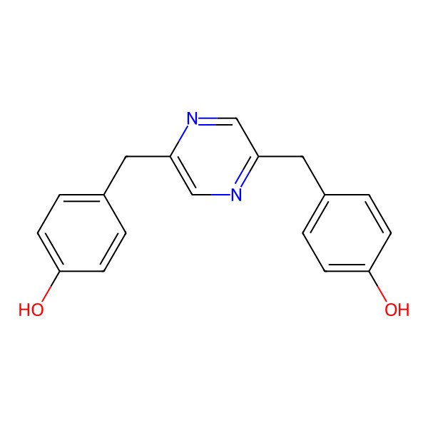 2D Structure of 4-[[5-[(4-Hydroxyphenyl)methyl]pyrazin-2-yl]methyl]phenol