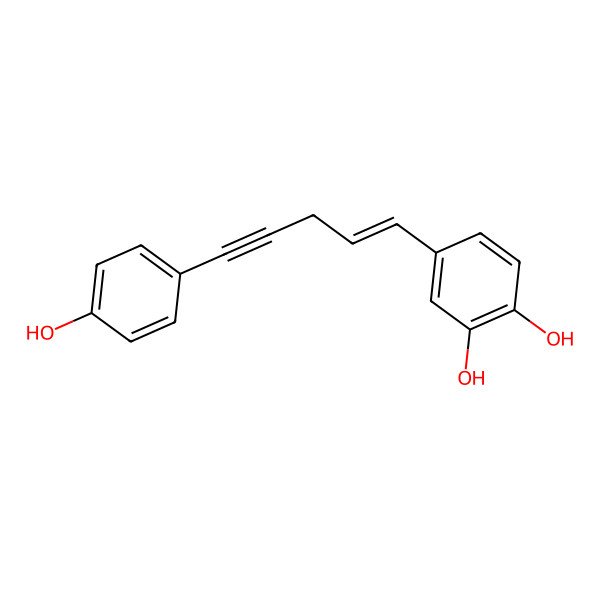 2D Structure of 4-[5-(4-Hydroxyphenyl)pent-1-en-4-ynyl]benzene-1,2-diol