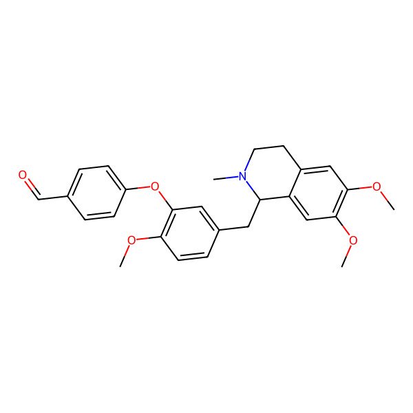 2D Structure of 4-[5-[(6,7-dimethoxy-2-methyl-3,4-dihydro-1H-isoquinolin-1-yl)methyl]-2-methoxyphenoxy]benzaldehyde